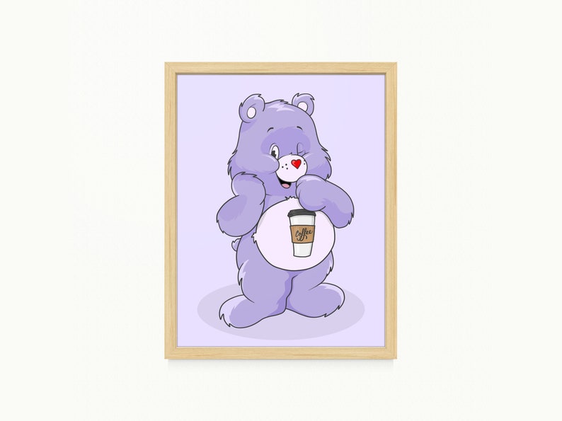 Coffee Care Bear Printable Artwork PNG Digital Files Wall Etsy Hong Kong