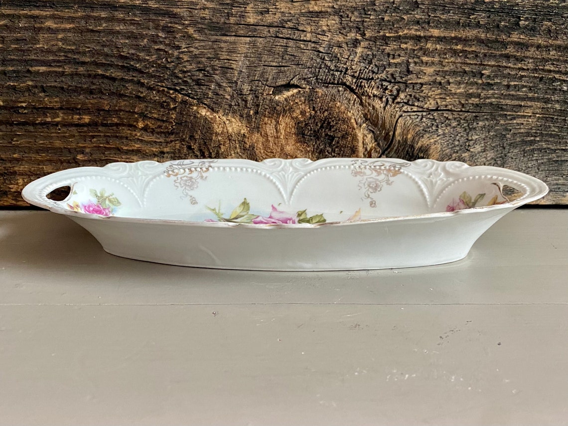 Vintage Vanity Dish Oval Vanity Dish Floral Vanity Dish Etsy