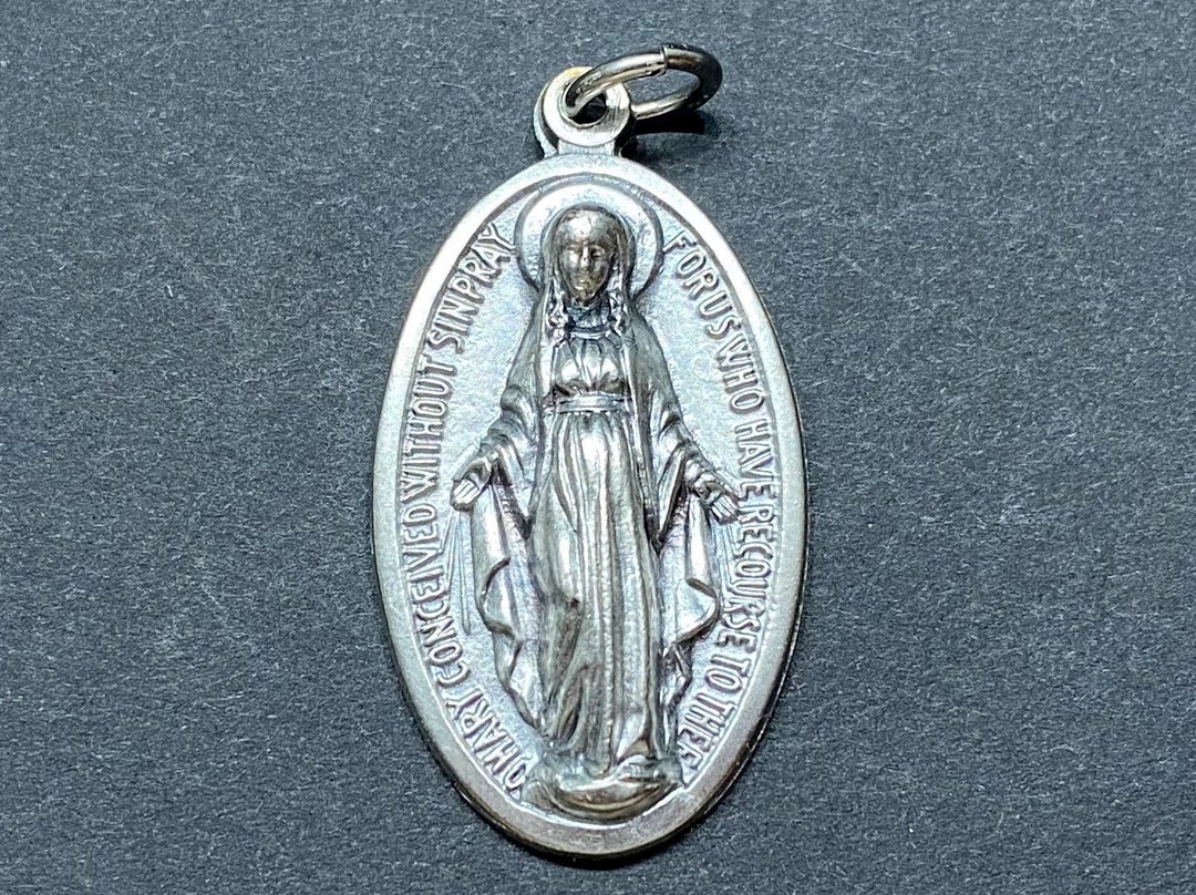Vintage Miraculous Mary Medal/pendant, Vintage Catholic Medal, Virgin ...