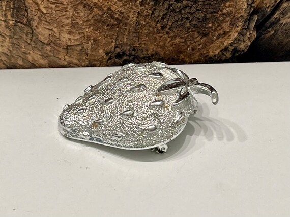 Vintage Silver Strawberry Brooch by Sarah Coventr… - image 3