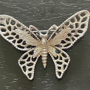 Vintage Silver Butterfly Brooch by Sarah Coventry, Silver Tone Metal Brooch, Butterfly Pin, Silver Brooch, Signed Sarah Cov, Vintage Jewelry