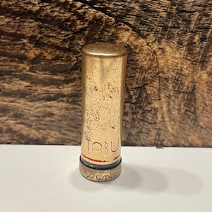 Vintage Tabu Lipstick, Dana, 24 Carat Gold Plated, Lipstick Case with Black & Red Stripe, Vintage Vanity Decor, Vintage Makeup, Hollywood
