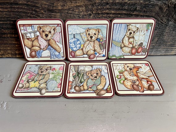 Good Old Days Vintage Teddy Bear Set of 4 Coasters 