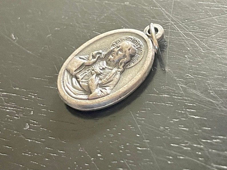 Vintage Sacred Heart Jesus Medal: Virgin of Carmel Reverse - Etsy