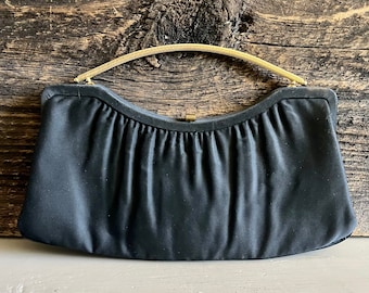 Vintage Black Fabric Evening Bag: After Five Clutch Purse
