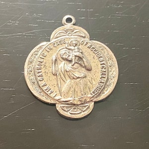 Vintage Sterling St Christopher Religious Medal/Pendant, Sterling Silver, Patron Saint of Travelers, Vintage Catholic Medal, Religious Medal
