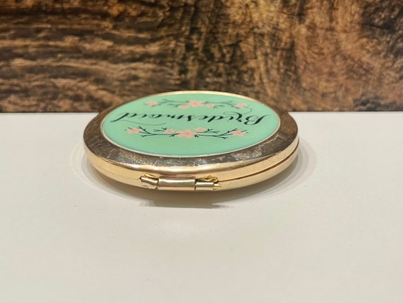 Vintage Bridesmaid Compact, Gold Tone Metal Compa… - image 6