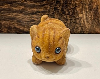 Vintage Josef Originals Fuzzy Brown Striped Cat Figurine - Made in Japan