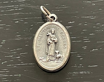 Vintage St Jude & St Michael Medal: Silver Tone Religious Pendant