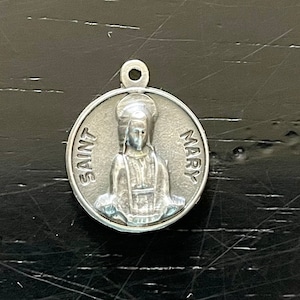 Vintage Saint Mary Religious Medal/Pendant, Sterling Silver Chapel St Mary,  Virgin Mary Medal, Madonna Charm, Vintage Catholic Religious