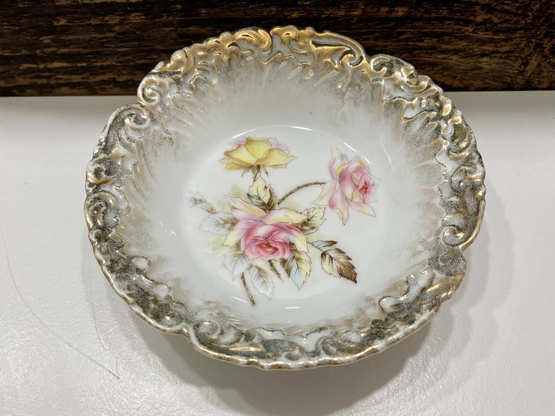 Antique Dresden Dish Flower Dish Antique Nut Bowl Antique Etsy