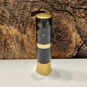 Vintage Dura-Gloss Lippenstift, geätzte Sterne, Koralle Orange Lippenstift, Gold und Schwarz Metall Lippenstift, Vintage Lippenstift, Vintage Vanity Decor