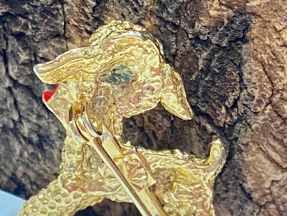 Vintage Lamb Brooch, Gold Tone Metal Brooch, Lamb… - image 9