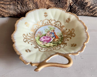 Vintage Lefton China Ring Dish: Victorian Courting Couple Vanity Decor