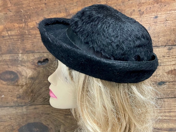 Vintage Black Dyed Mink Hat, 22 Hat, Vintage Bowlers Hat 