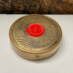 Vintage Coty Compact, Air Spun Rouge Compact, Gold Tone Metal Compact, Mirrored Powder Compact, Powder and Puff Compact, Vibrant Coty