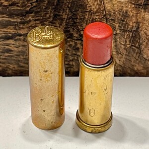 Vintage 1960's Ornate Gold Tone Metal 3 Tubes Style Built Lipstick