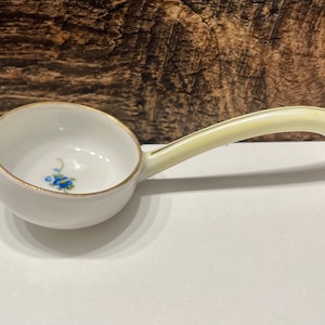 Vintage Nippon Ladle, Mini Hand Painted Ladle, Hand-Painted Ceramic Dish, Gold Trim Dish, Green Handle, Whipped Cream Spoon, Vintage Kitchen