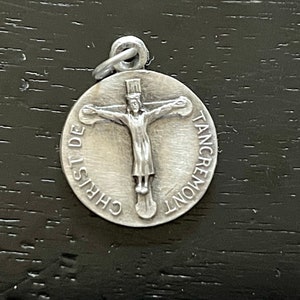 Vintage Christ de Tancremont Medal, French Religious Medal, Holy Christ on Cross, Chapelle de Tancremont, Souvenir of Tacremont, Vintage