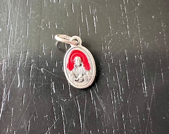 Vintage Enamel Sacred Heart Jesus Medal: Silver-Plated Catholic Pendant