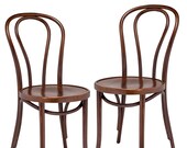 Hairpin Bentwood, Set of 2, Modern Dining Chairs, Coffee Shop, Cafe, Kitchen Bistro, or Vanity Seating, Natural Handcrafted Wood Frame