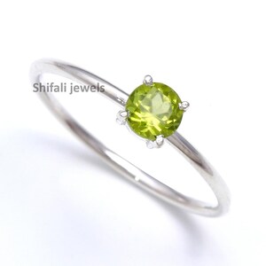 Natural Peridot Ring, Peridot Dainty Ring, 925 Sterling Silver Ring, August Birthstone Ring, Natural Peridot Ring,Handmade Ring,Promise Ring