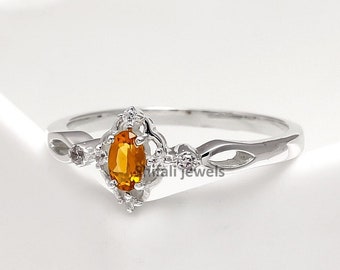 Natural Citrine Minimalist Sterling Silver Ring