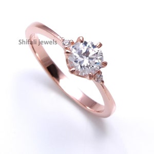 Cubic Zirconia Sterling Silver Ring: Handmade Engagement, Promise Ring