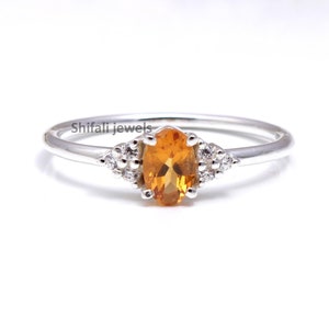 Natural Citrine Oval Ring in Sterling Silver, Natural Citrine Ring, November Birthstone Ring, Dainty Ring, Minimalist Ring, Gift for her