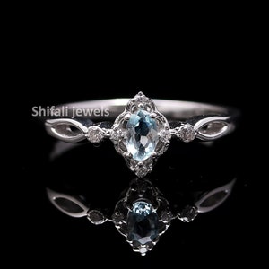 Aquamarine Sterling Silver Ring: Minimalist March Birthstone
