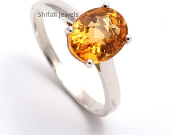 Oval Citrine 925 Sterling Silver Ring (9x11mm)