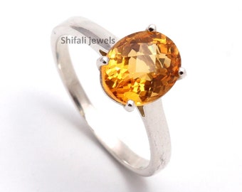 Oval Citrine 925 Sterling Silver Handmade Ring