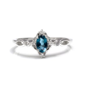 Sterling Silver London Blue Topaz Ring: Handmade Engagement Ring