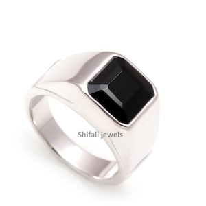 Silver Signet Ring, Black Onyx Men&#39;s Ring ,Silver and Onyx Men&#39;s Signet Ring, Men&#39;s Signet Ring, Black Stone Ring, Gift for him
