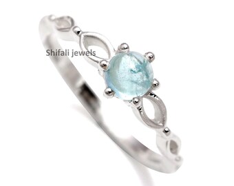 Aquamarine 925 Silver Handmade Ring