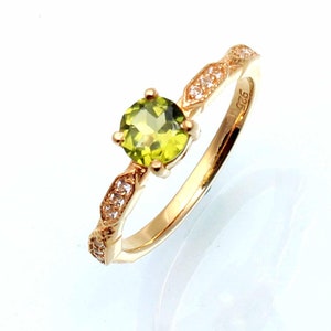 Peridot Ring in Sterling Silver: August Birthstone, Dainty Promise Ring