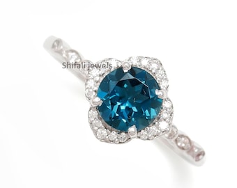 London Blue Topaz Sterling Silver Handmade Promise Ring