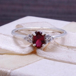 Handmade Sterling Silver Lab Ruby Ring: Oval Gemstone Jewelry