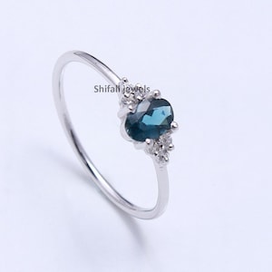 London Blue Topaz  Ring for women / Real Topaz Ring/ Unique Engagement Ring/ Promise Proposal Ring/ Oval Shaped Bridal Ring/ Gift For her