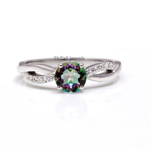 Dainty Mystic Topaz Ring: Sterling Silver Promise Ring