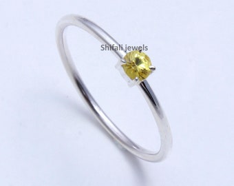 Natural Yellow sapphire ring For Women / Sapphire ring/Silver ring /Yellow Sapphire Minimalist Ring/ Stackable Ring /Gift For Her