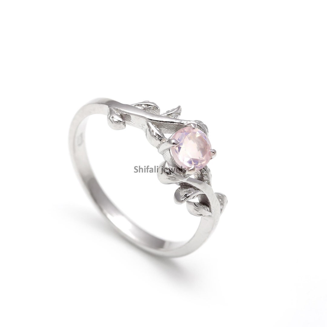 Rose Quartz Ring: Sterling Silver Branch Design, Natural Gemstone - Etsy UK