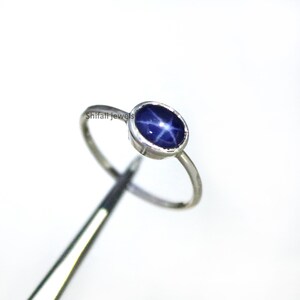 Sterling Silver Lindy Star Sapphire Ring: Handmade Minimalist Jewelry