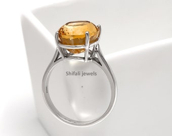 Oval Citrine Sterling Silver Handmade Ring