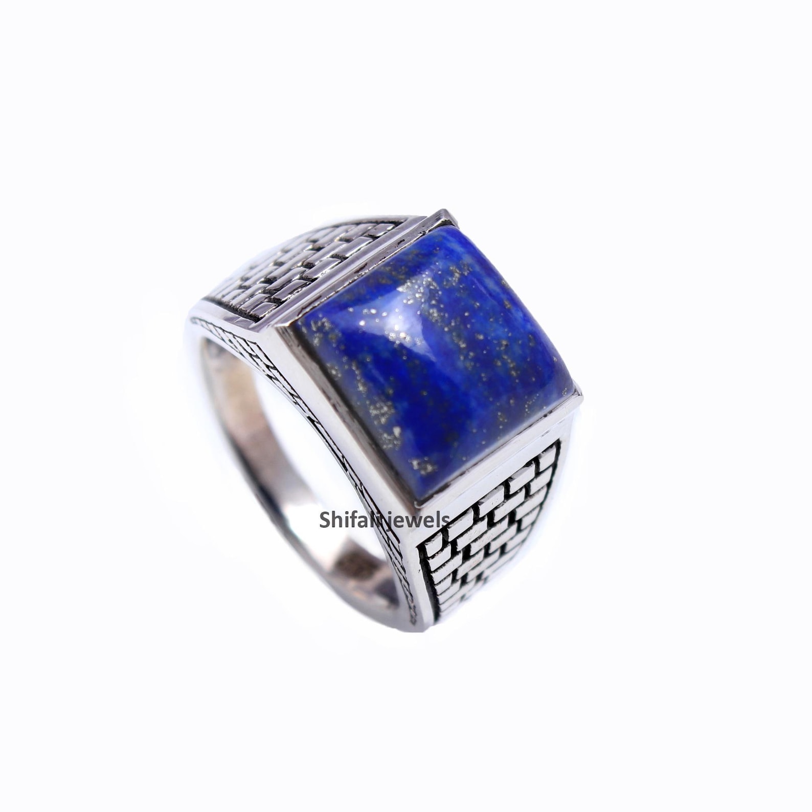Natural Lapis Lazuli Silver Ring For Men / 925 Sterling Silver Etsy