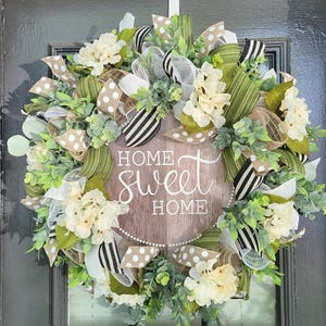 Neutral Hydrangea Wreath: Farmhouse Style, Year-Round Door Decor