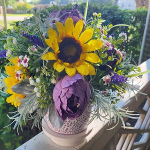 Everyday Silk Floral Arrangement, Sunflower Centerpiece, Everyday Centerpiece, Table Arrangement, Handmade Quality sunflower Arrangement