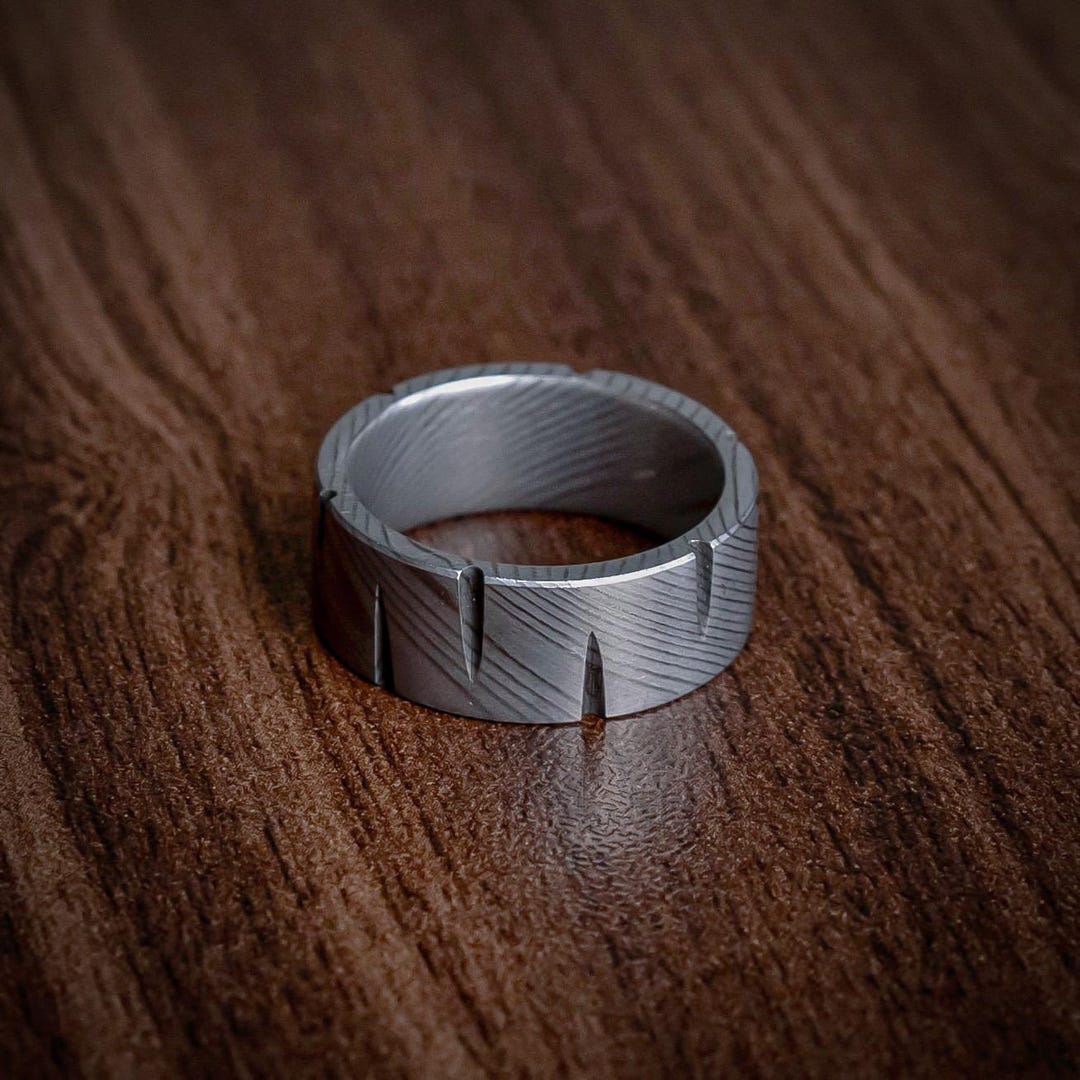 Unique Mens Wedding Ring Damasteel Damascus Ring Anniversary Gift for ...