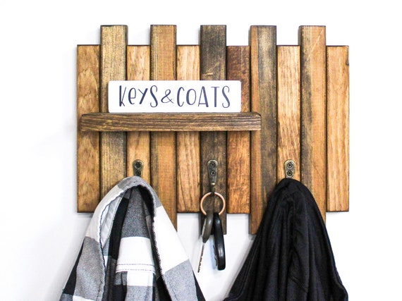 Coat Rack Wall Mount Entryway Organizer Key Holder With Shelf Key