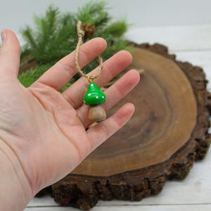 Wooden Mushroom Ornament, Miniature Mushroom Gift, Toadstool Ornament, Cottage Core Themed Decor, Mini Christmas Tree Decor, Woodland Xmas